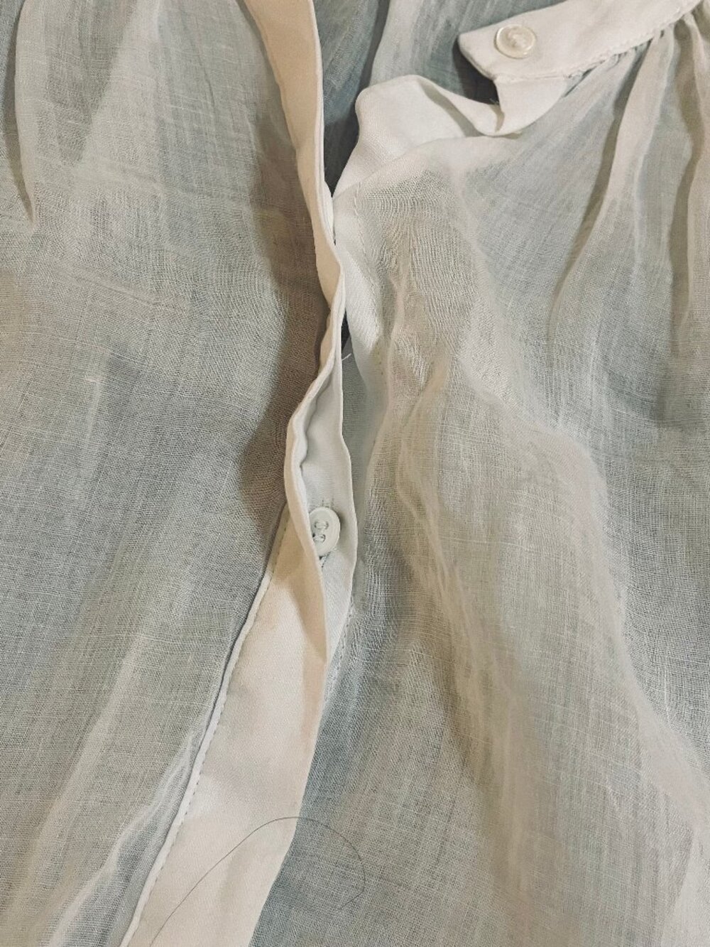 Banana Republic Sleeveless Oversized Ramie White Sheer Button Top Womens Large - Picture 4 of 7